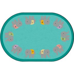Image for Childcraft Counting Elephants Carpet, 6 x 9 Feet, Oval from School Specialty
