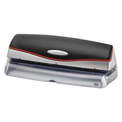 Swingline Optima 20 3-Hole Automatic Reverse Electric Punch, 9/32 in, 20 Sheets, Black/Silver, Item Number 1378513
