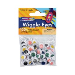 Image for Creativity Street Round Wiggle Eyes, Assorted Size, Assorted Colors on White, Set of 100 from School Specialty