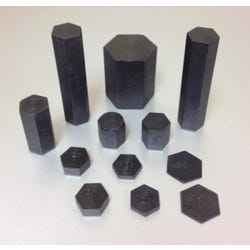 Frey Scientific Hexagonal Metric Masses, 5 to 500 Grams, Steel, Black, Set of 12, Item Number 593866