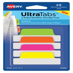 Image for Avery Repositionable UltraTabs, 2-1/2 x 1 Inches, Assorted Neon, Pack of 48 from School Specialty