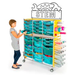 Image for TeacherGeek Ultimate STEAM Maker Activity Cart, Kiwi with STEM Sign from School Specialty