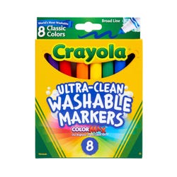 Image for Crayola Ultra-Clean Washable Markers, Broad Line, Assorted Classic Colors, Set of 8 from School Specialty