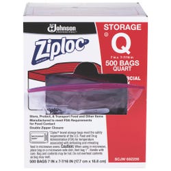 Ziploc Storage Bags, Quart size, Pack of 500, Item Number 1595285