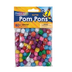 Image for Creativity Street Glitter Pom, 1/2 in, Assorted Color, Set of 80 from School Specialty