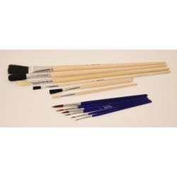 School Smart Paint Brush Assortment, Natural and Synthetic, Set of 12 Item Number 085768