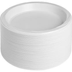 Genuine Joe Disposable/Reusable Round Plastic Plate, 10-1/4 W in, White, Pack of 125, Item Number 1310425