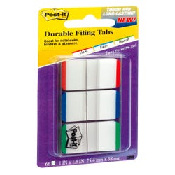 Image for Post-it Lined Tabs, 1 x 1-7/10 Inches, Green, Blue, Red, 22 Tabs per Color, Pack of 66 from School Specialty