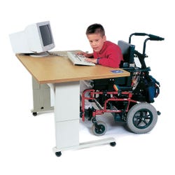 Image for Populas Wheelchair Accessible Computer Workstation with Hand Crank, 48 X 30 in, Steel Base, Almond, Powder Coated from School Specialty