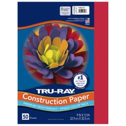 Tru-Ray Sulphite Construction Paper, 9 x 12 Inches, Holiday Red, 50 Sheets 216775