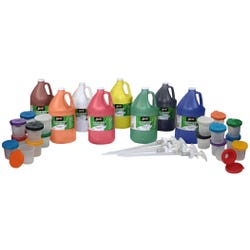Image for Sax Versatemp Washable Heavy-Bodied Deluxe Tempera Paint Kit with Pumps and Cups, Assorted Colors, Set of 36 from School Specialty
