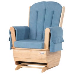 Image for Foundations SafeRocker Standard Glider Chair with Blue Cushion, Extra-Wide Seat, 30 x 29 x 43 Inches, Natural from School Specialty
