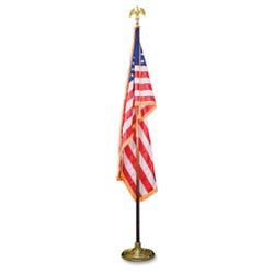 Image for Advantus Goldtone Eagle Deluxe U.S. Nylon Indoor Flag Set, 5 x 3 feet from School Specialty