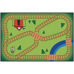 Carpets for Kids KID$Value Railroad Playtime Rug, 3 Feet x 4 Feet 6 Inches, Rectangle, Multicolored, Item Number 1495453