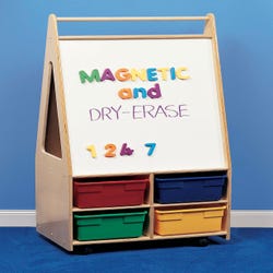 Image for Childcraft Mobile Magnetic Dry-Erase Double-Sided Easel, 4 Assorted Color Trays, 24-3/4 x 16 x 46 Inches from School Specialty
