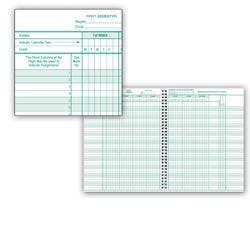 Hammond & Stephens 0626 H Class Record Book - Hard Red Cover, 8-1/2 X 11 Inches, 40 Students, 8 Subjects, 6/7 Week, Green 1473663