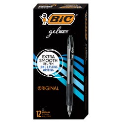 Image for BIC Gel-ocity Retractable Roller Gel Pens, Medium Tip, Black, Pack of 12 from School Specialty