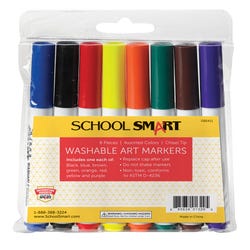 School Smart Washable Markers, Chisel Tip, Assorted Colors, Pack of 8 Item Number 086411