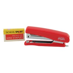 Image for School Smart Mini Stapler Set with 1000 Staples, 20 Sheet Capacity, Red from School Specialty