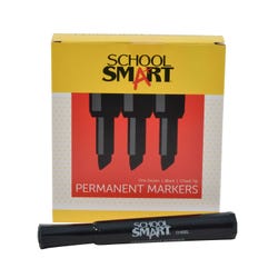 School Smart Non-Toxic Permanent Markers, Broad Chisel Tip, Black, Pack of 12 Item Number 1354255