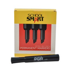 Image for School Smart Non-Toxic Permanent Markers, Broad Chisel Tip, Black, Pack of 12 from School Specialty