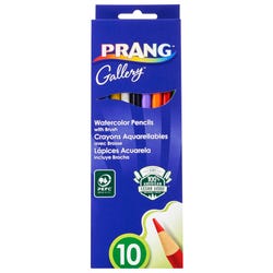 Prang Watercolor Pencils, Assorted Colors, Set of 10 with Brush Item Number 2020267