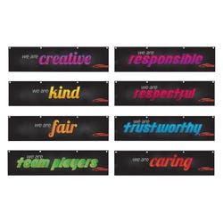 Image for Sportime Character Education Hanging Banners, Black, Set of 8 from School Specialty