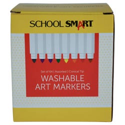 School Smart Washable Markers, Conical Tip, Assorted Colors, Pack of 64 Item Number 2002987