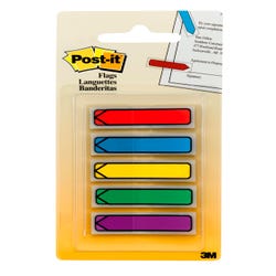 Image for Post-it Arrow Flags, 1/2 x 1-7/10 Inches, Red, Yellow, Green, Blue, Purple, 20 Flags per Color, Pack of 100 from School Specialty