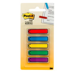 Image for Post-it Arrow Flags, 1/2 x 1-7/10 Inches, Red, Yellow, Green, Blue, Purple, 20 Flags per Color, Pack of 100 from School Specialty