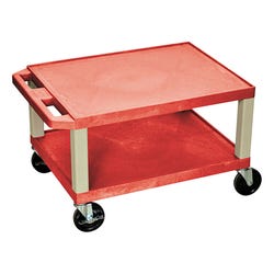 Image for Luxor 2-Shelf Tuffy Cart, Red Shelves, Putty Legs, 24 x 18 x 16 Inches from School Specialty