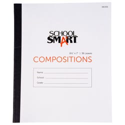 School Smart Stitched Cover Composition Book, No Margin, 8-1/2 x 7 Inches, 72 Pages 085306