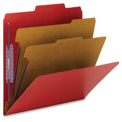 Image for Smead SafeSHIELD Pressboard Classification Folder, Letter Size, 2 Inch Expansion, 2 Dividers, Bright Red, Pack of 10 from School Specialty