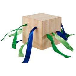 Abilitations Ribbon Pull Cube, Large, 4 x 4 x 4 Inches, Item Number 2027641