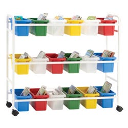 Image for Copernicus Leveled Reading Book Browser Cart, 18 Small Tubs, 40-1/2 x 15-3/4 x 36-1/2 Inches from School Specialty