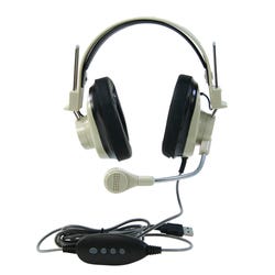 Image for Califone 3066-USB Deluxe Over-Ear Stereo Headset with Gooseneck Microphone, USB Plug, Beige from School Specialty