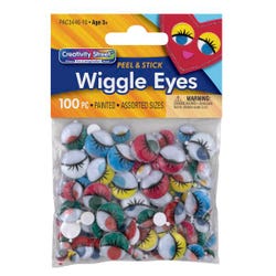 Image for Creativity Street Peel and Stick Wiggle Eye with Painted Lids and Lashes, Assorted Size, Assorted Color, Set of 100 from School Specialty