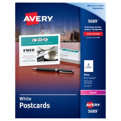 Image for Avery Postcards For Laser Printers, 4-1/4 x 5-1/2 Inches, White, Pack of 200 from School Specialty