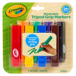 Image for Crayola Washable Tripod Grip Markers, Assorted Colors, Set of 8 from School Specialty