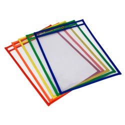 School Smart Reusable Dry Erase Pocket Sleeves, 10-1/2 x 13 Inches, Assorted, Set of 25 Item Number 2007031