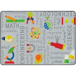 Image for Flagship Carpets STEM Carpet, 6 Feet x 8 Feet 4 Inches, Rectangle, Gray from School Specialty