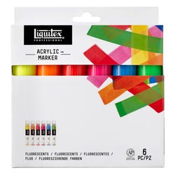 Image for Liquitex Professional Wide Tip Paint Markers, Assorted Fluorescent Colors, Set of 6 from School Specialty