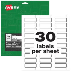 Image for Avery PermaTrack Destructible Asset Tag Labels, 3/4 x 2 Inches, Matte White, Pack of 240 from School Specialty