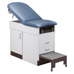 Image for Clinton Laminate Exam Table, Maple with Slate Blue Material, Step Stool Included from School Specialty