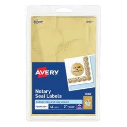 Image for Avery Printable Notarial Labels, 2 Inch Diameter, Gold, Pack of 44 from School Specialty