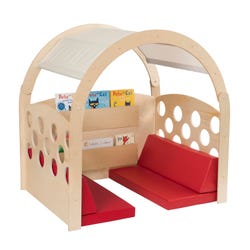 Childcraft Reading Nook, Tan/Red Canopy with Red Cushions, 49-1/2 x 37 x 50 Inches, Item Number 2006075