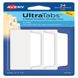 Image for Avery Repositionable UltraTabs, 3 x 1-1/2 Inches, White, Pack of 24 from School Specialty
