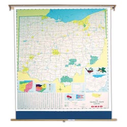 Image for Nystrom Ohio Pull Down Roller Classroom Map, 51 x 68 Inches from School Specialty