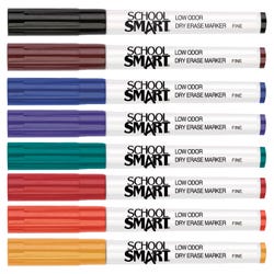 Image for School Smart Dry Erase Pen Style Markers, Fine Tip, Assorted Colors, Pack of 8 from School Specialty