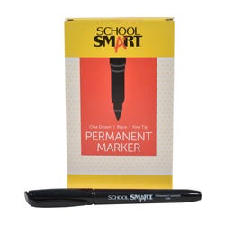 Image for School Smart Fine Tip Permanent Markers, Quick-Drying and Water Resistant, 1 mm Tip, Black, Pack of 12 from School Specialty